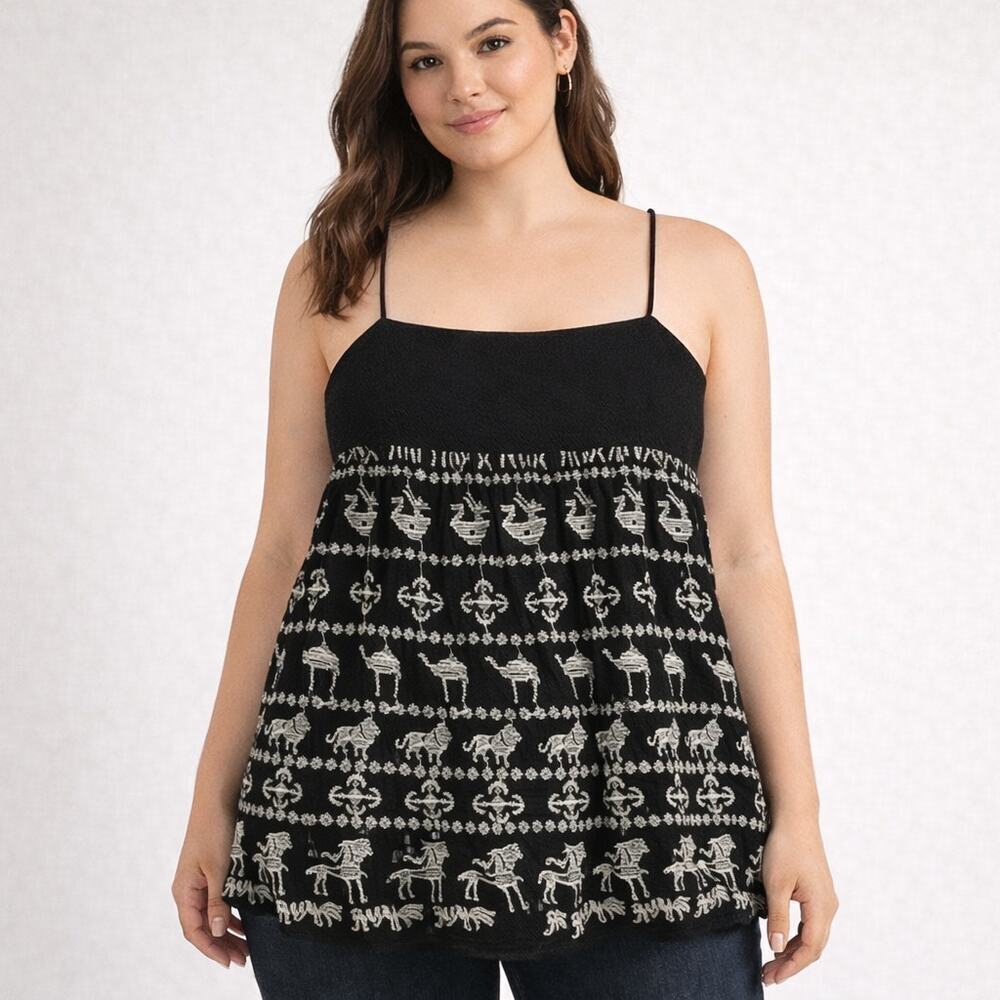 Anthro HD in Paris Sevane Embroidered Cami L Boho Tank Top
